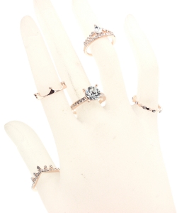 5Pcs  Rhinestone Ring Set  RZ300125 ROSEGOLD CL